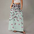 thumbnail image 4 of LWavelet Leaf Print Maxi Skirt with Side Pockets Women Trendy Fall Casual Flowy Versatile Bottoms Turquoise 2XL, 4 of 5