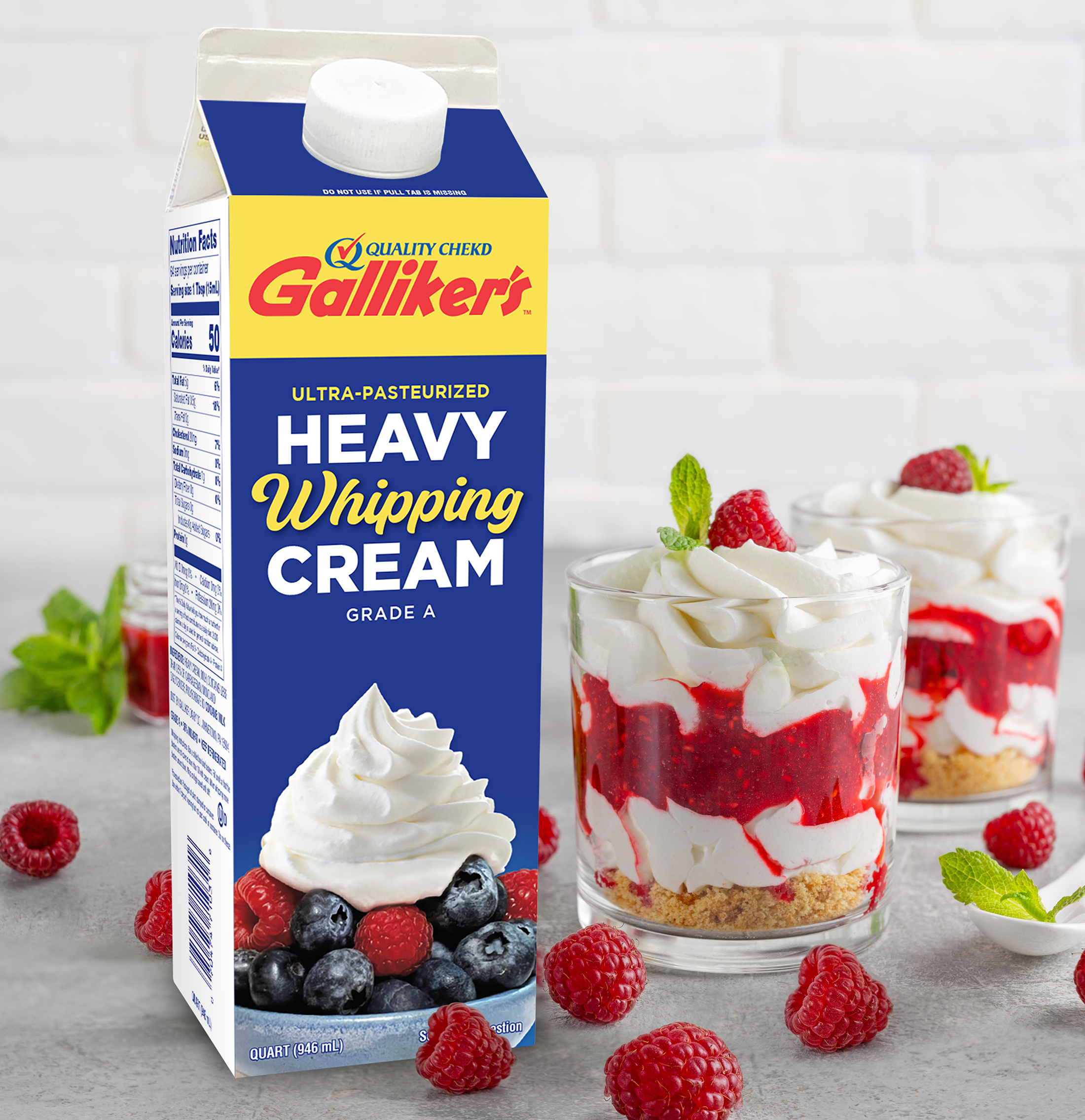 Galliker’s 36% Heavy Whipping Cream Quart, Ultra-Pasteurized Carton
