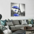 thumbnail image 2 of ARISTURING Black and White Canvas Wall Art for Living Room Bedroom Bathroom Girls Dark Blue Paris Theme Room Decor Oil Painting Print Umbrella Tower Eiffel Painting for Wall Decor 16x16 inch, 2 of 4