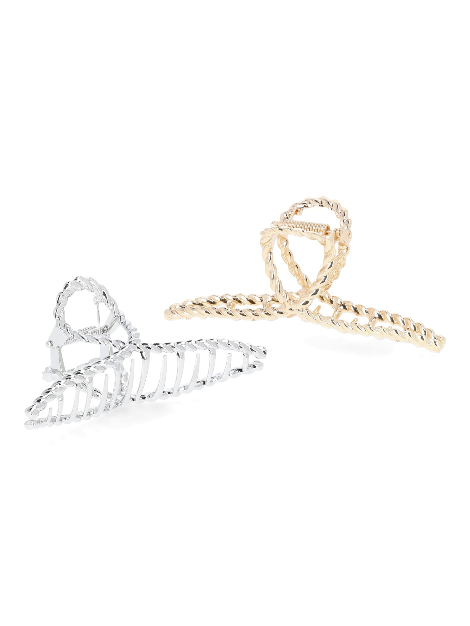 Time and Tru Women's Metal Claw Hair Clips, 2-Pack, Gold-Tone/Silver-Tone