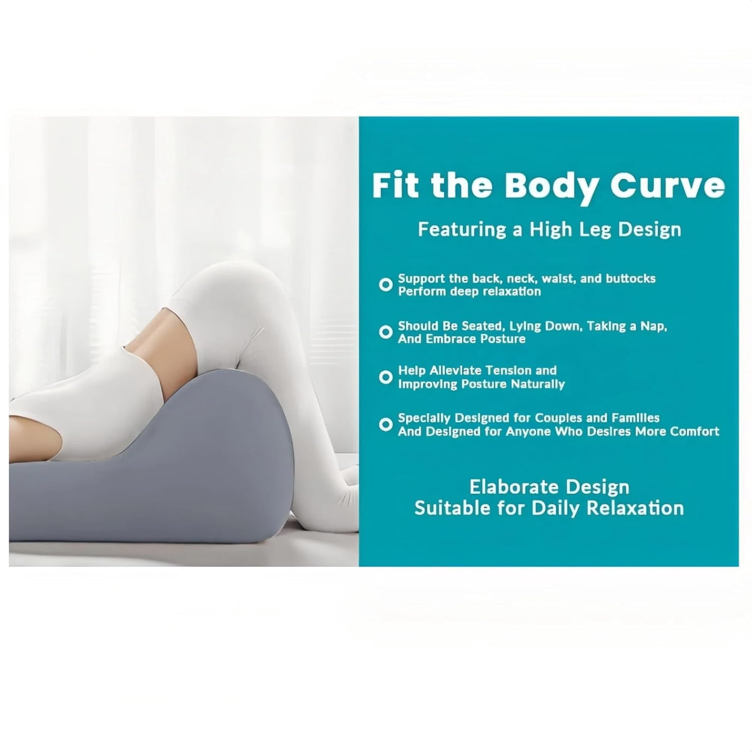 TripleHBB Ergonomic Memory Foam Wedge Pillow, 27° Multi-Position Support Pillow for Neck & Lumbar, Multi-Use Body Pillow with Removable Pillowcase