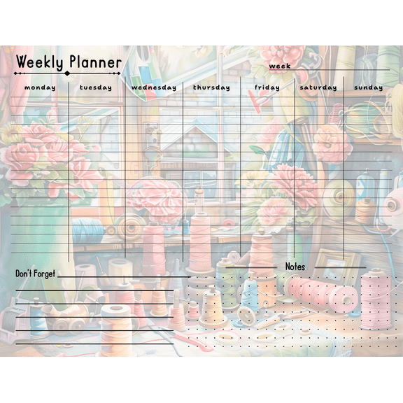 Themed Weekly Planner. Sewing Theme.
