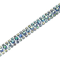 Uxcell 1 Pack Crystal Rhinestone Close Chain Trim 3 Rows 1 Yard Dress Embellishments Light Blue AB