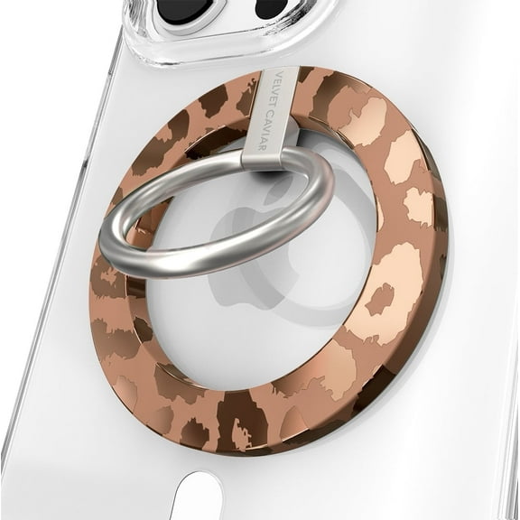 Velvet Caviar Compatible with MagSafe Phone Grip - Magnetic Ring Holder with Adjustable Stand (Bronze Leopard)