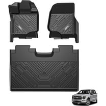 3W Floor Mats for Ford F150 SuperCrew Cab 2015-2025 TPE All Weather Custom Fit 1st and 2nd Row Full Set Car Liners Black