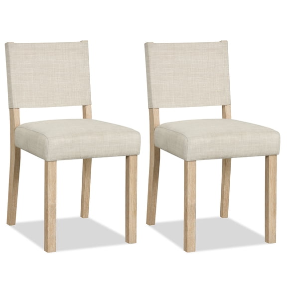 Costway Set of 2 Upholstered Dining Chairs, Kitchen Chairs with Solid Rubber Wood Legs