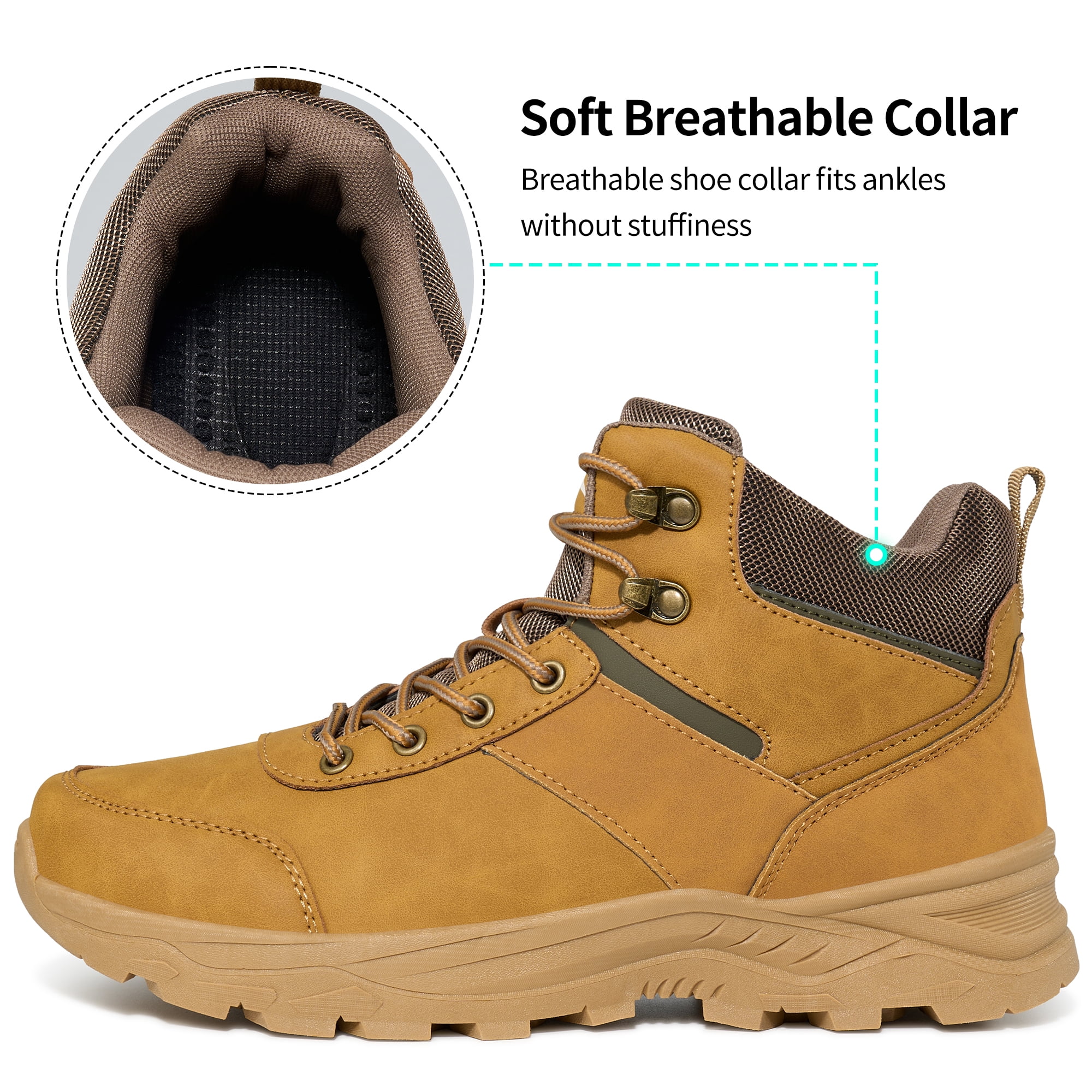 MeMoride Men's Ankle High Waterproof Hiking Boots Outdoor Trekking Camping Shoes