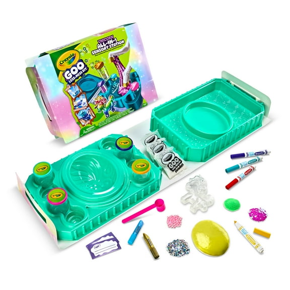 Crayola Goo All-In-1 Sensory Art Station, Unicorn Slime Making Kit for Kids, Less Mess DIY Arts & Crafts Set, Easter Toys and Gifts for Kids, Ages 6 