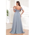 thumbnail image 2 of Vestido de dama de honor Sukleet Champagne con hombros descubiertos y chifón, 2 of 7