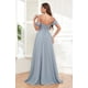 thumbnail image 2 of Vestido de dama de honor Sukleet Champagne con hombros descubiertos y chifón, 2 of 7