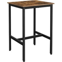 CQAOE Bar Table, Small Kitchen Dining Table, High Top Pub Table, Bar Height Cocktail Table for Living Room Party, Sturdy Metal, 23.6 x 23.6 x 35.4 Inches for Narrow Spaces, Rustic Brown and Black