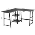 thumbnail image 2 of Topbuy L-Shaped Computer Desk Corner Gaming Desk Writing Studying Table PC Workstation for Home Office Black, 2 of 6