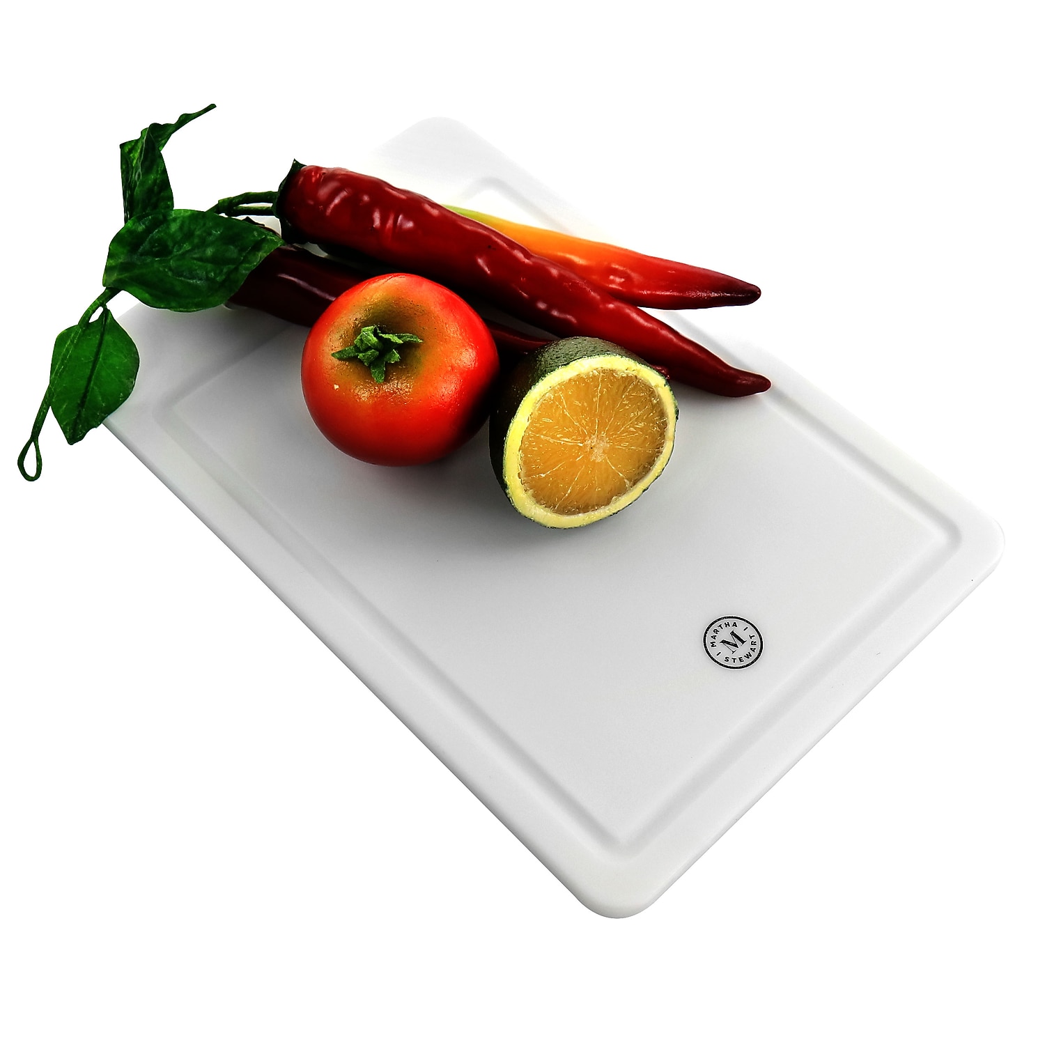 Martha Stewart 12" x 8" and 16" x 12" Plastic Cutting Board White 935116550M