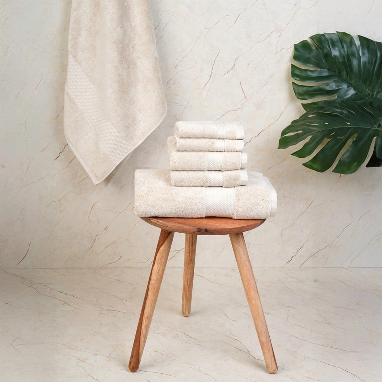 100% Organic Cotton Towel Set of 6 – GOTS & Oeko-TEX Certified – Soft, Ultra Absorbent, Quick Dry – Includes 2 Bath Towels, 2 Hand Towels, 2 Washcloths – Farm to Home by MicroCotton - Sand