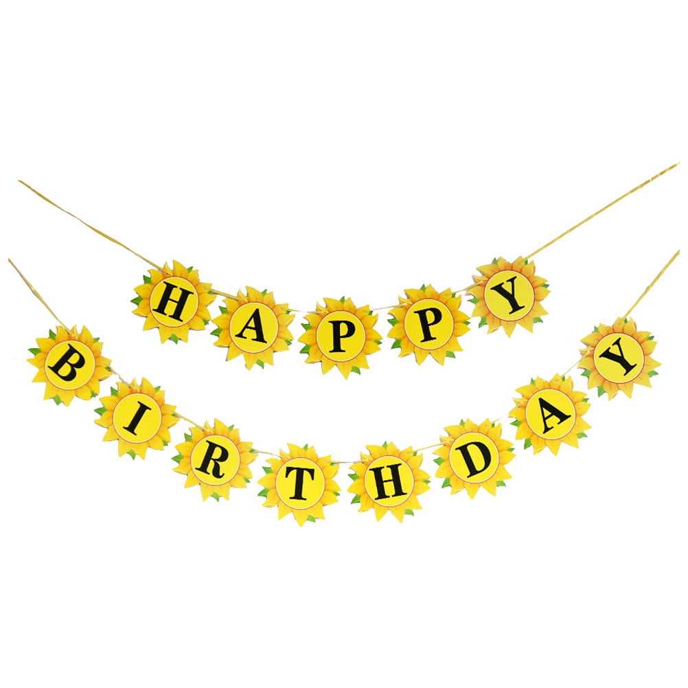HAPPY BIRTHDAY Garland Sunflower Banner Party Decoration Creative Paper Bunting Banner Birthday