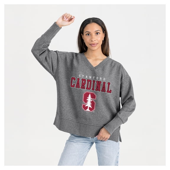 Women's Gameday Couture  Gray Stanford Cardinal French Terry V-Neck Pullover Sweatshirt