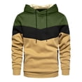 thumbnail image 3 of Timoontee Men's Hoodies Loose Fit Casual Long Sleeve Color Block Patchwork Pullover Tops Fall Winter Fashion Warm Hooded Sweatshirts Army Green XXXL, 3 of 5