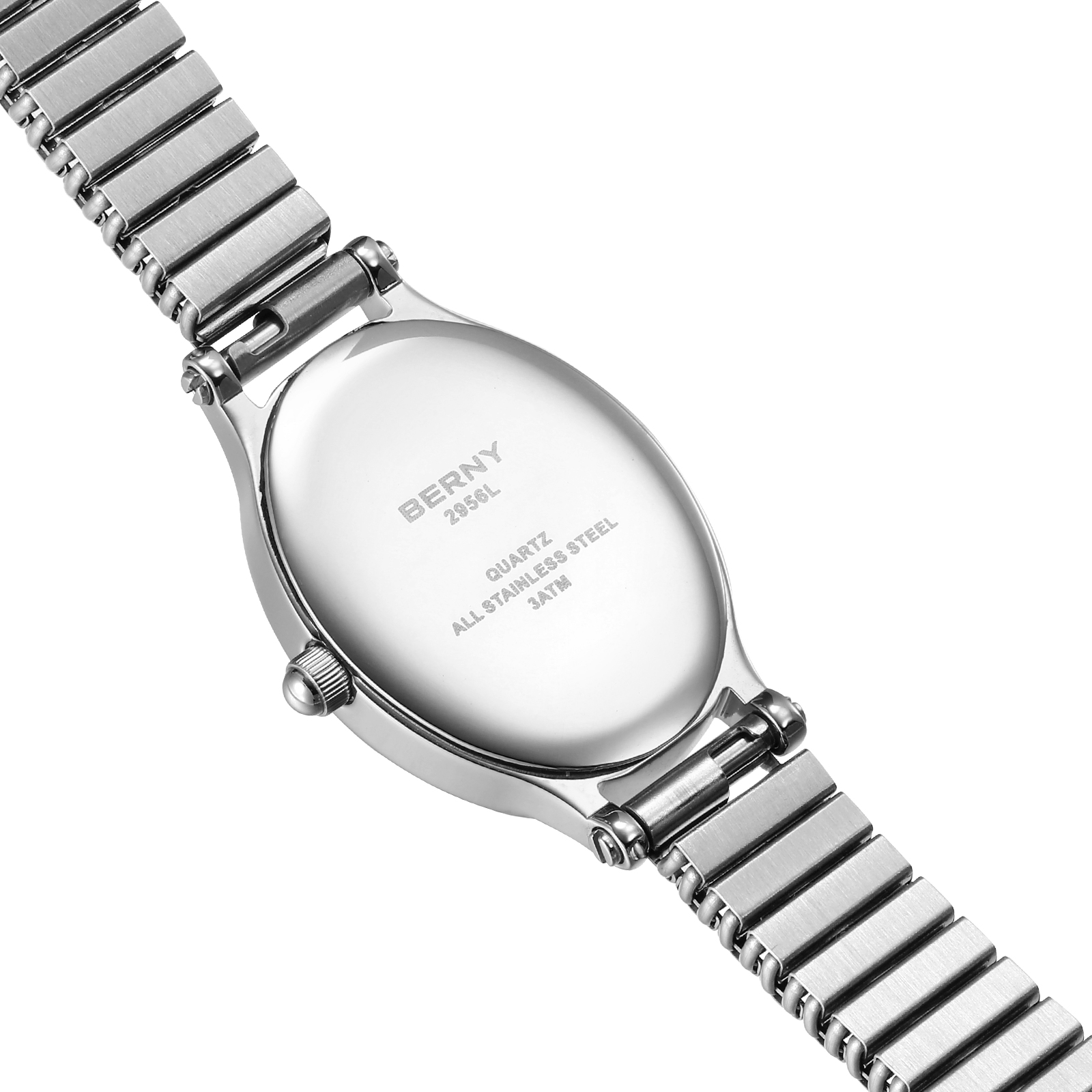 BERNY Small Silver Watches for Women, Dainty Luxury Oval Dial, Expansion Band Watch, Fashion Ladies Analog Quartz Watch, Waterproof Women Wristwatch Gifts, Light Blue