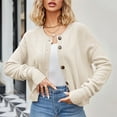 thumbnail image 4 of Women's Lightweight Button Down Cardigan Sweaters Ndbuld Women's Fashion Solid Color Long Sleeve Cardigan Knit Loose Button Coat Beige XL, 4 of 7