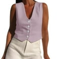 thumbnail image 4 of Sales Today Clearance Women's Casual Jackets Women's V Neck Buttons Vest Summer Fashion Elegant Chic Sleeveless Single OuterwearVests Female Casual Waistcoat Tops, 4 of 8