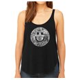 thumbnail image 1 of LA Pop Art Women's Premium Word Art Flowy Tank Top - SMILE IN DIFFERENT LANGUAGES, 1 of 2