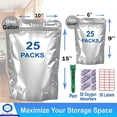 thumbnail image 2 of Renexas Mylar Bags 50 Pcs For Food Storage With Oxygen Absorbers | Airtight Resealable Foil Pouches For Long Term Storage, Reusable ziplock Bags pack of 1 gallon(25pcs) and 1 quart (25pcs), 2 of 6
