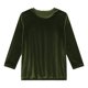 thumbnail image 5 of Ounisa Womens Velvet Tops Trendy Dressy Casual 3/4 Length Sleeve Round Neck Elegant Blouses, 5 of 7