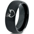 thumbnail image 1 of Tungsten Deer Love Band Ring 8mm Men Women Comfort Fit Black Dome Brushed Polished, 1 of 4