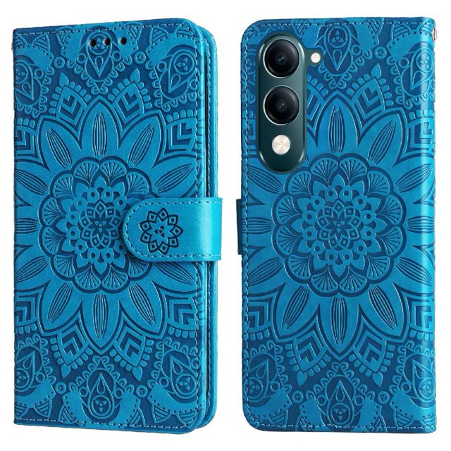 Funda tipo cartera GANGXUN para Vivo Y04 , diseño girasol, cuero PU, soporte, cierre magnético, tarjetero