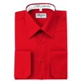 thumbnail image 2 of Berlioni Italy Men's Convertible Cuff Solid Long Sleeve Dress Shirt Red, 2 of 2