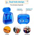 thumbnail image 2 of Colored Pencil Sharpeners Manual, Hand Held Small Compact Pencil Sharpener for Kids with Lid Dual Hole, (8-11mm) No.2/Makeup Pencils Classroom Adults Artist Students School Home Office -4PCS Colored, 2 of 5