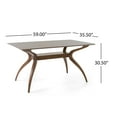 thumbnail image 5 of GDF Studio Sage Modern 5-Piece Dining Set, 59" Rectangle Table with Upholstered Chairs, Solid Wood Frame, Dark Gray+Walnut, 5 of 16