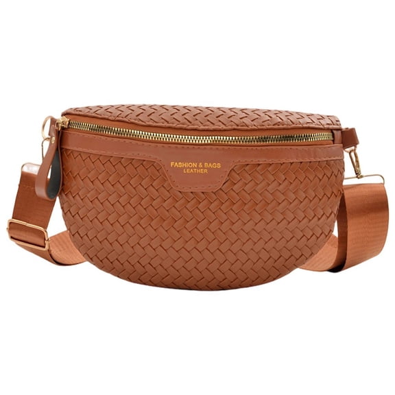 Vjnyvs Woven Crossbody Bag Vegan Leather Sling Shoulder Bag Wide Strap