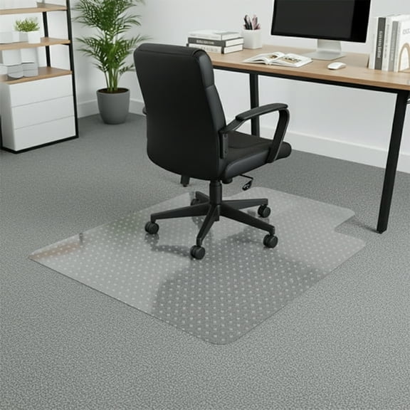 RLESO 30x48 Inch Office Chair Mat with Lip, Frosted Carpet Floor Protector for Low Pile Woven Carpets, 2mm PVC