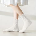 thumbnail image 4 of Fancifize Women Ribbed Mid Socks Casual Soft Stretch Solid Color Lettuce Edge Cute Socks for Fall Winter,White, 4 of 6
