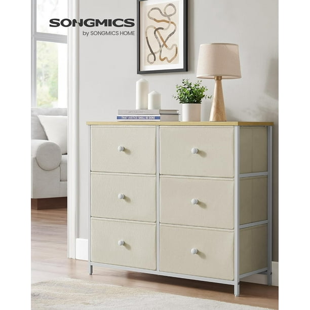 SONGMICS 6 Drawer Bedroom Chest, Fabric Dresser with Metal