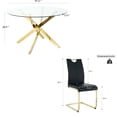 thumbnail image 6 of Sumdeal 47" Modern Round Glass Dining Table Room Sets for 4,Dining Table with 4 PU Leather Dining Chairs,Glass Table and 4 Black C-shaped Chairs with Golden Leg, 6 of 7