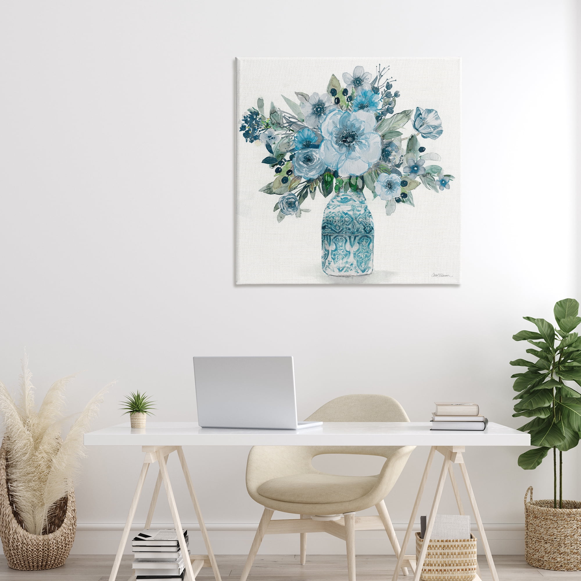 Stupell Industries Pastel Blue Botanical Bouquet Canvas Wall Art, design by Carol Robinson