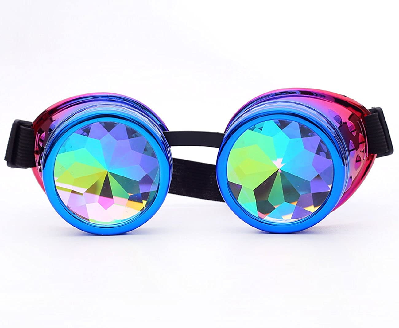 Vintage STEAMPUNK GOGGLES Bling Glasses Kaleidoscope Goth COSPLAY PARTY Rivets
