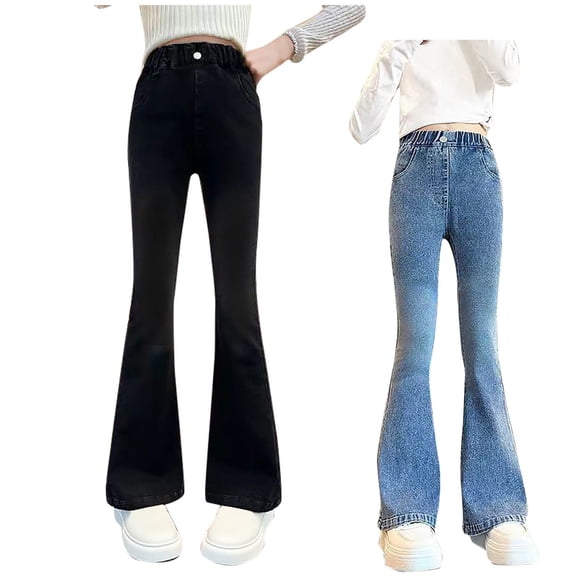 QSXADF Girl's Flare Jeans Kids Slim Denim Pants Girls' Summer Solid Flare Denim Slim Casual Outdoor Daily Children's Trousers