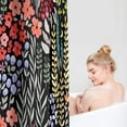 thumbnail image 6 of Zrodlmo Boho Watercolor Floral Shower Curtain with Hooks, Water-Repellent Washable Fabric Bathroom Curtain, 72" x 72", Black, 6 of 7