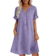 thumbnail image 4 of Turilly Summer Dresses for Women 2026 Comfy Cotton and Linen Short Sleeve Dress Loose Fit Midi Dress with Pockets, 4 of 6