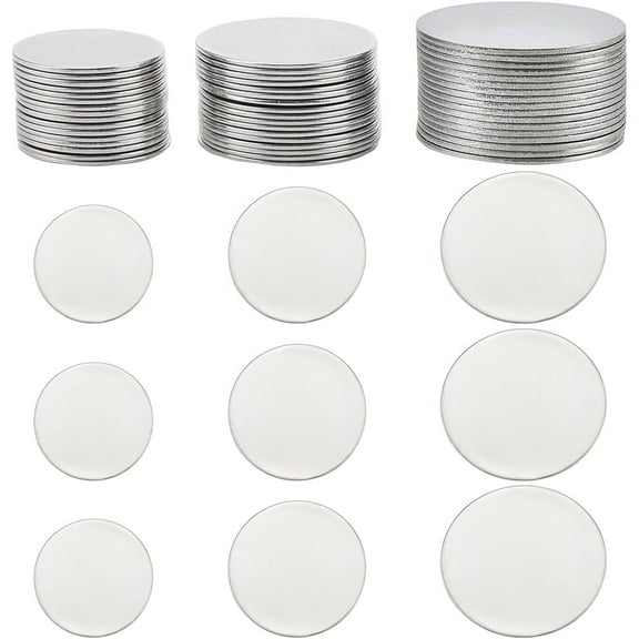 1 Box 48Pcs 25mm 30mm 35mm Round Stamping Blanks Stainless Steel Blank Tags Stamped Metal Discs Bulk Large Flat Round Silver Engravable Patch for DIY Jewelry Craft Name Tag Necklace Engraved