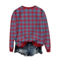 thumbnail image 6 of Yeaiivve Christmas Sweatshirt for Women Xmas Plaid Pullover Lightweight Holiday Sweatshirts Novelty Casual Festival Tops Light Blue L, 6 of 8