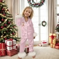 thumbnail image 4 of Boys Christmas Pajamas Set Silk Pajamas Girls Long Sleeve Button-Down Loungewear with pants Set Teen Cute Clothes for Girls 14 Years, 4 of 5
