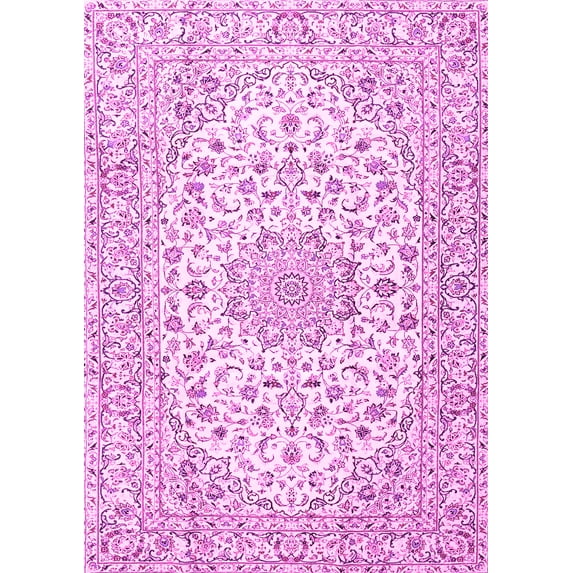 Ahgly Company Indoor Rectangle Medallion Pink Traditional Area Rugs, 7' x 10'