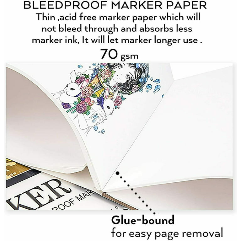 Bianyo Bleedproof Marker Paper Pad, Pack of 2, Size: A4(8.27*11.69) 2 Pack, White