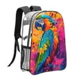 thumbnail image 3 of Kdxio Vibrant Parrot Splash Art Clear Backpack, Transparent Bookbag for School for Women Men, Capacity Clear Bag for College, Travel, 3 of 7