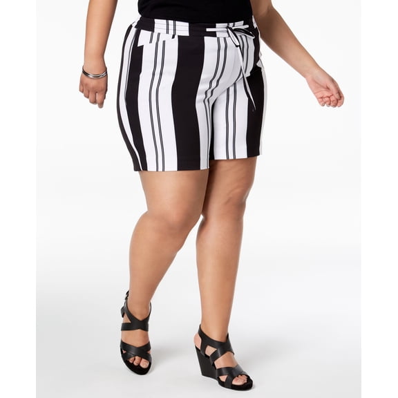 Women's Plus Size Striped Tie-Waist Shorts (Nolita Star, 3X)