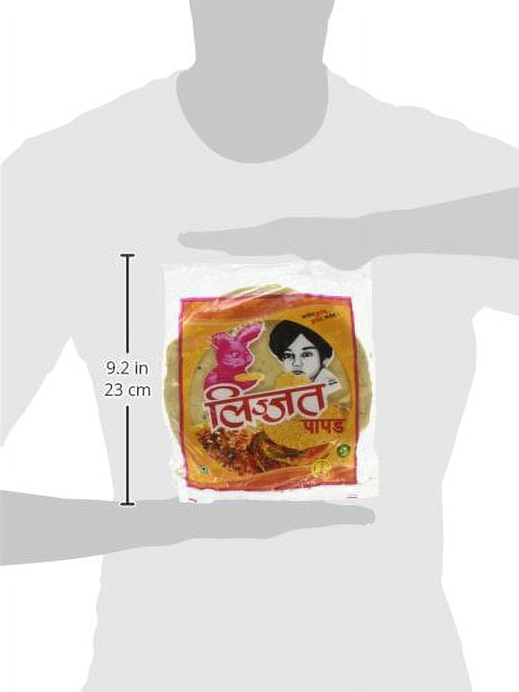 Lijjat Papad, Udad (Black Pepper), 7.06-Ounce Pack (Pack of 20)